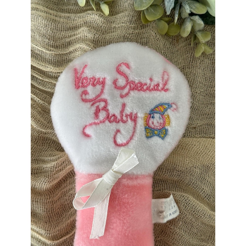 Eden plush baby rattle Very Special Baby pink soft 80s retro intant toy - Picture 4 of 7